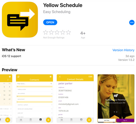YellowSchedule on iPhone iPad appstore