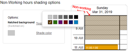 Shading of non-working times