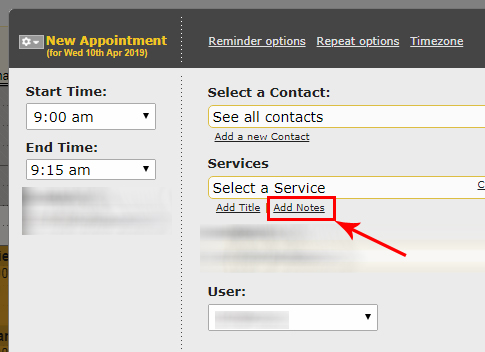 add notes to an appointment